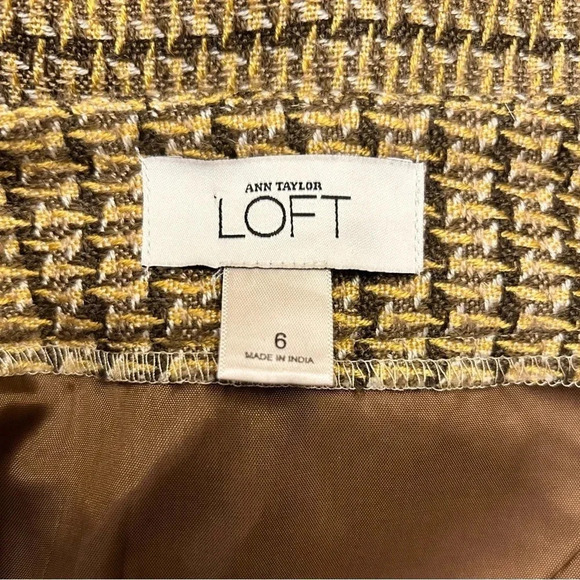 Loft Ann Taylor Wool Blend Twee Mod Retro Skirt Brown Size 6 - Picture 5 of 7